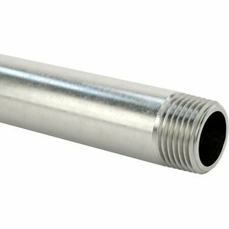 BSC PREFERRED Standard-Wall 304/304L Stainless Steel Threaded Pipe Threaded on Both Ends 3/8 BSPT 4 Long 2427K623